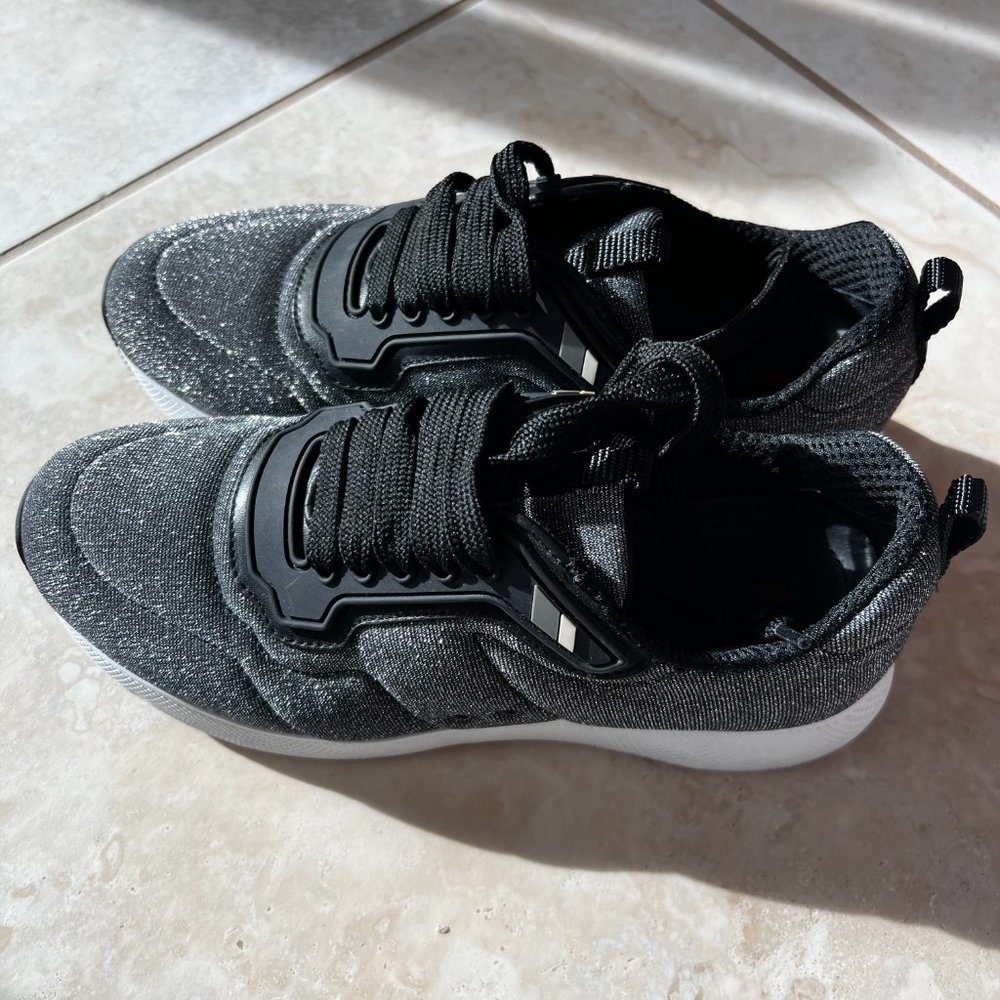 Prada Silver Metallic Lurex Platform Sneakers - image 5